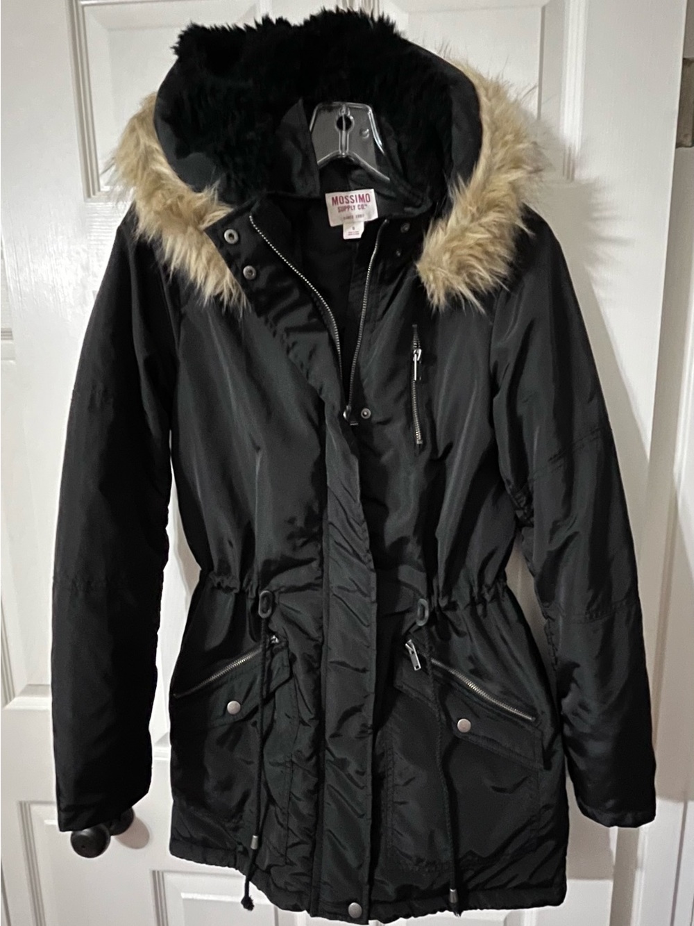 Mossimo Supply Co. Black Parka with Faux-Fur Trimmed Hood